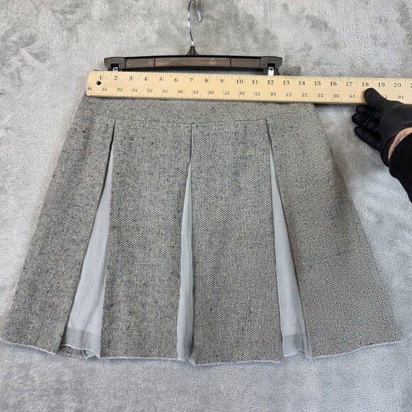 Saja Skirt Womens 4 Gray Tweed Pleated A-Line Wool Blend Side Zip Lined Speckled - Picture 2 of 8